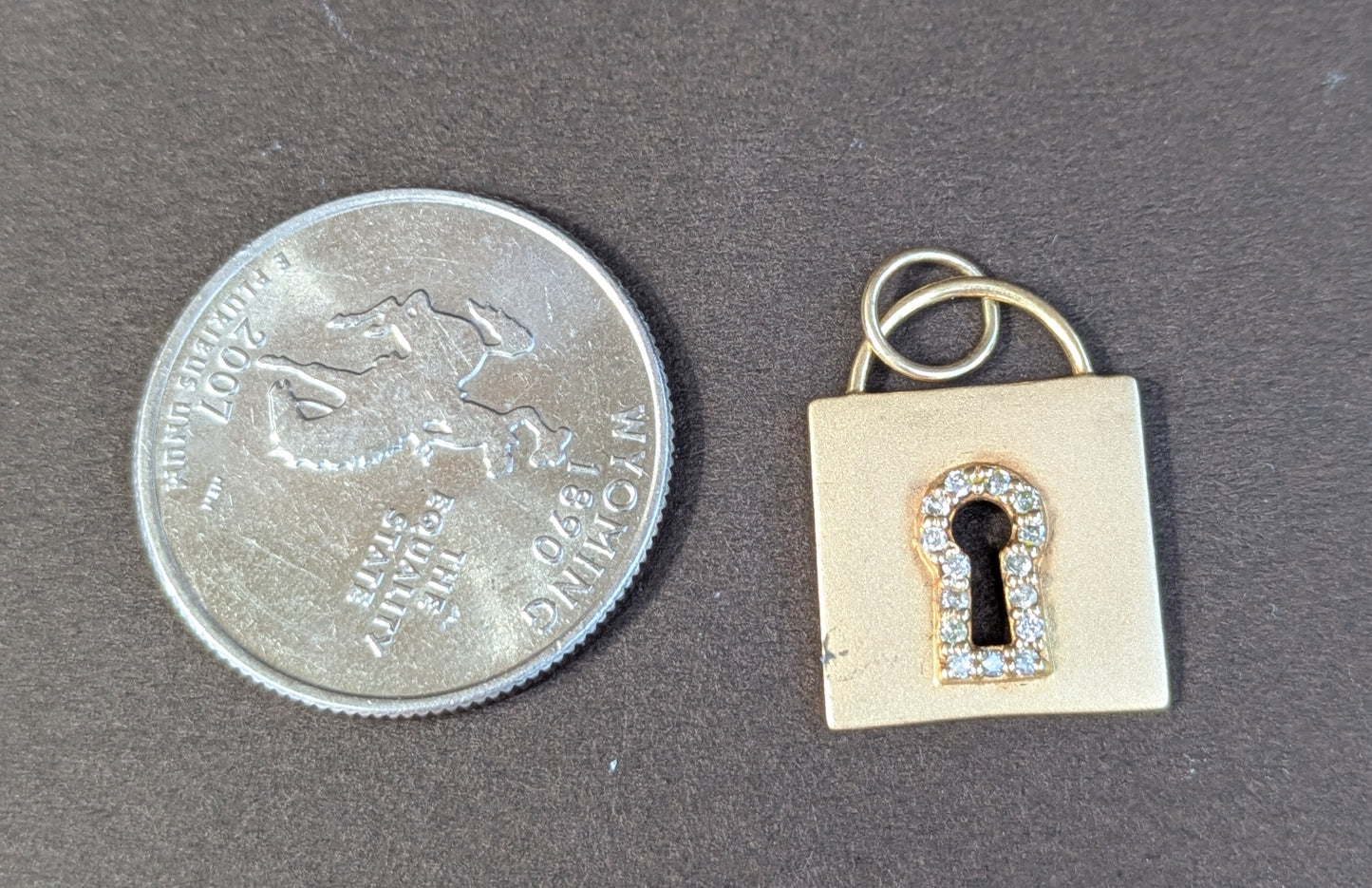Diamond and 14k Gold Lock Pendant
