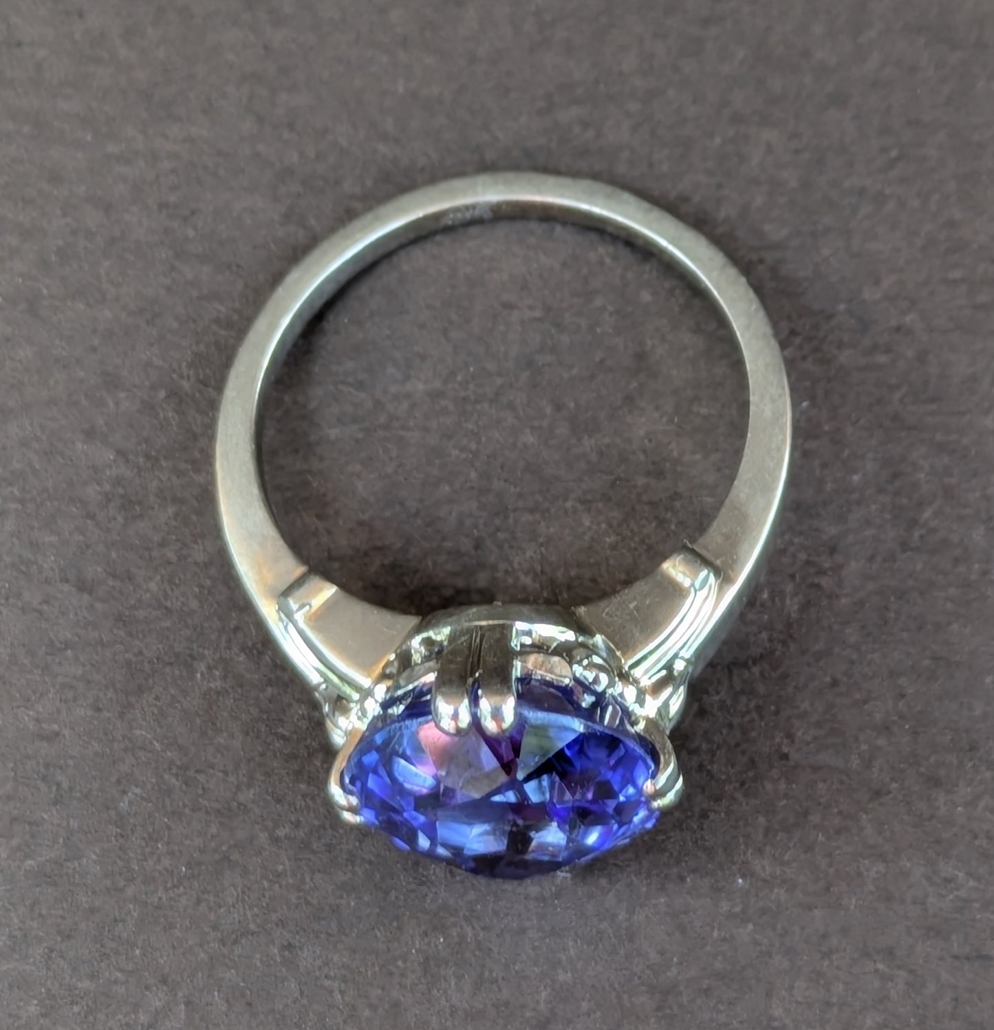 14kt White Gold & Oval Sapphire Ring- Set with Split Prongs