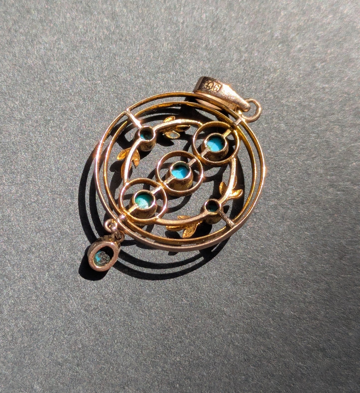9k Interwar Years Turquoise Pendant