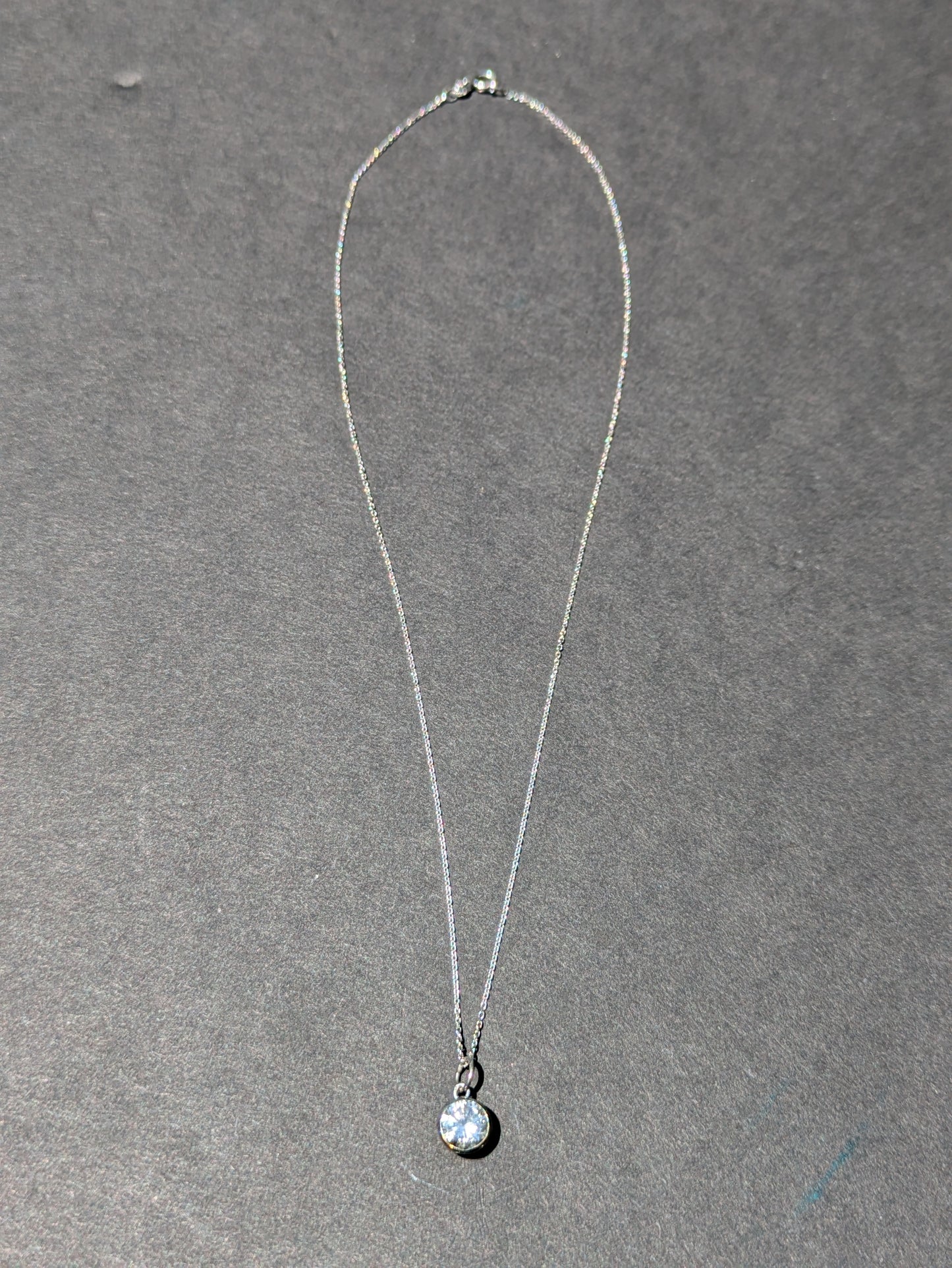 White Gold Diamond Solitaire  Necklace