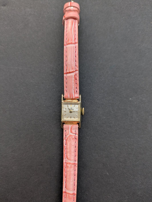 1960's 14k Gold Rolex on Pink Alligator Band