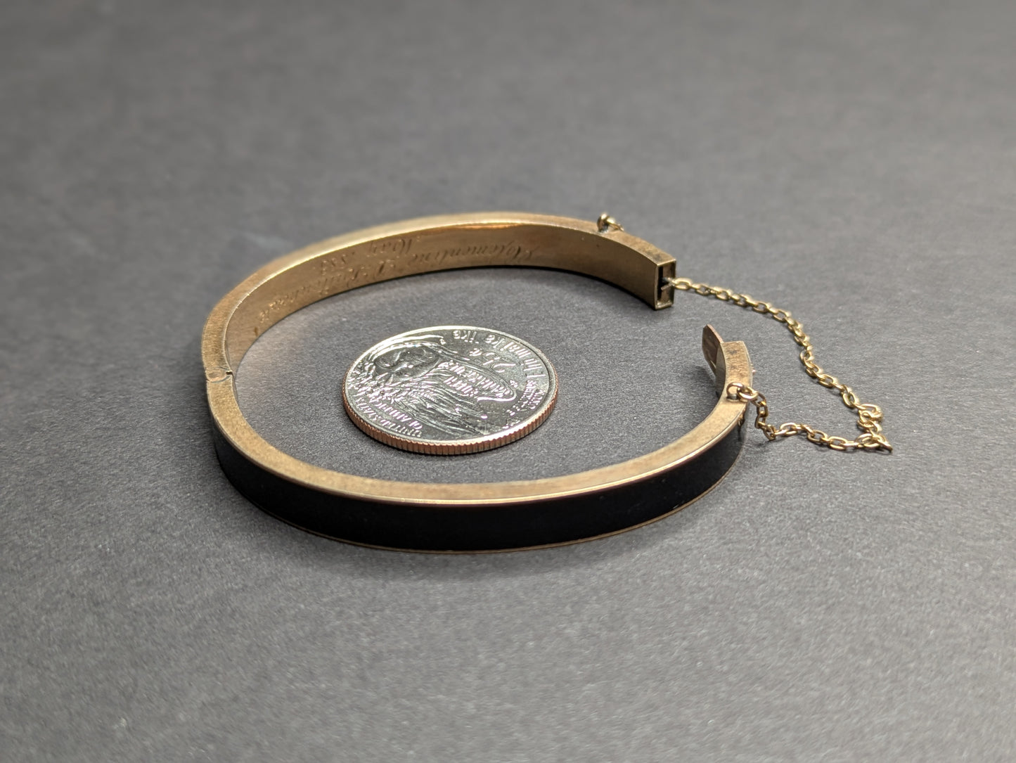 10k Victorian Enamel Mourning Bagle Bracelet