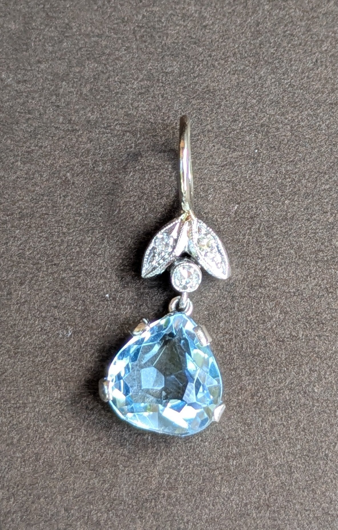 14kt White Gold Diamond & Aquamarine Pendant