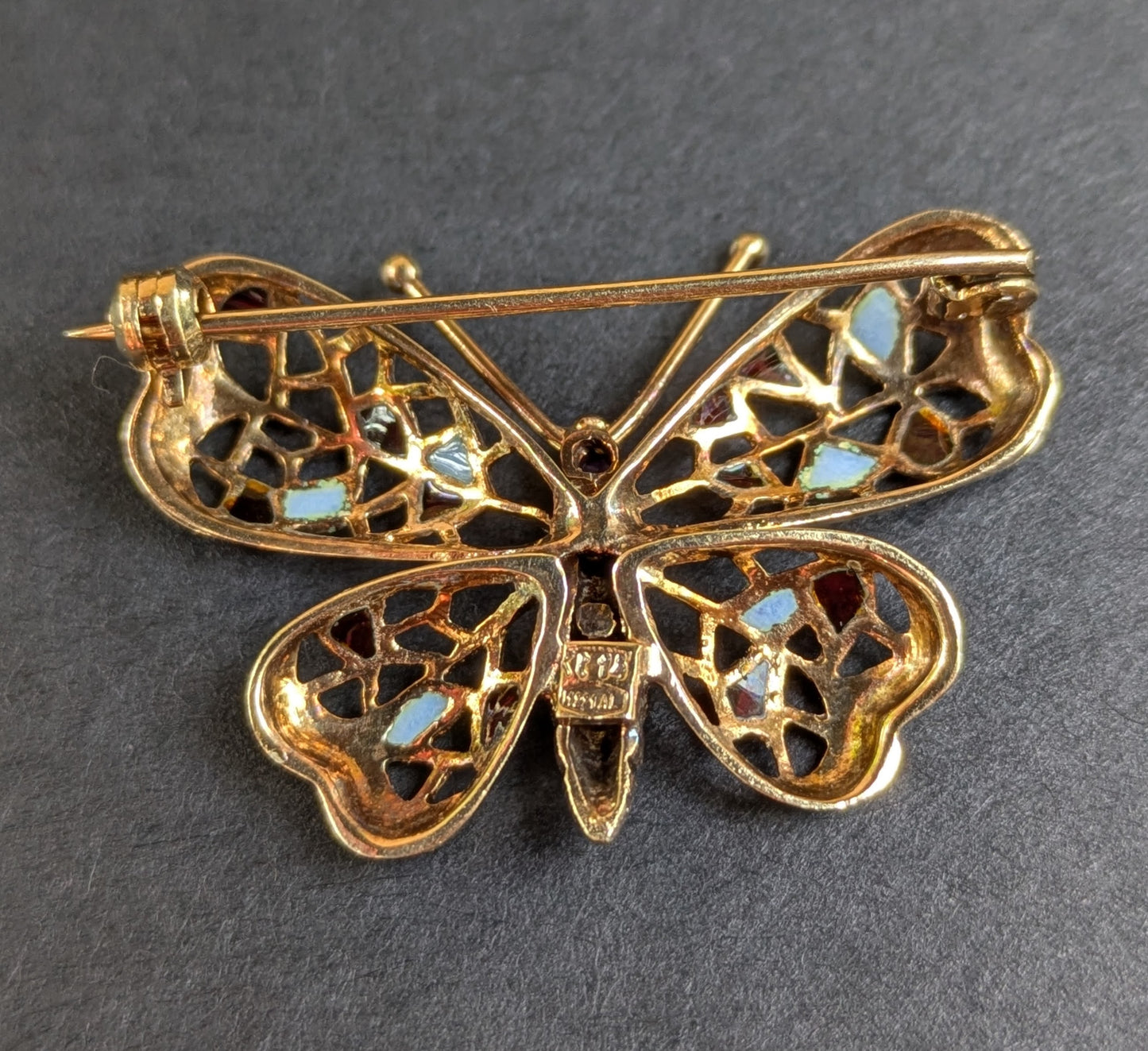 14kt Enamel & Ruby Pin