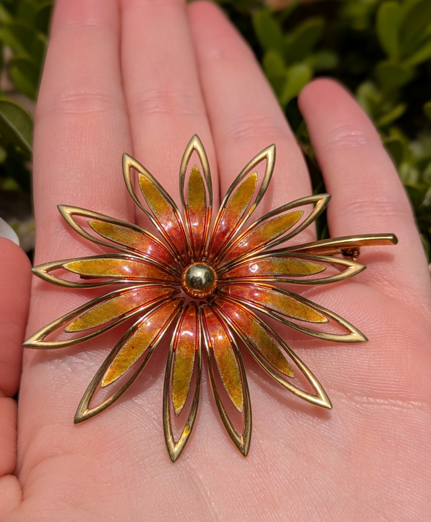 1970's Large Enamel Flower Broach Tiffany & Co.