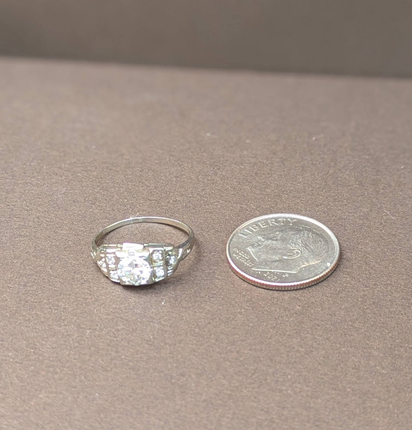1930's 14kt White Gold Diamond Ring