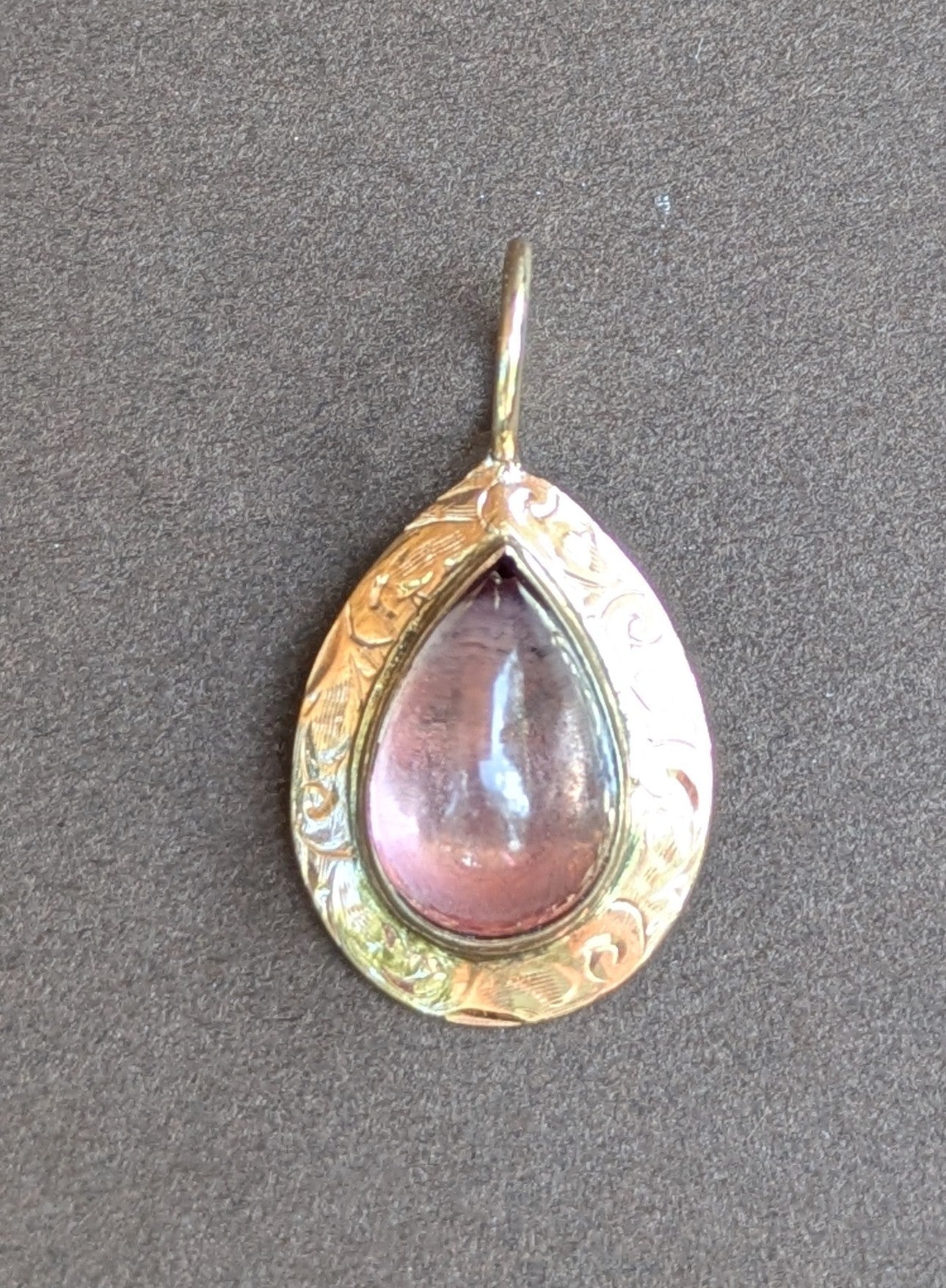 Pear Shaped Cabochon Pink Quartz Pendant Conversion