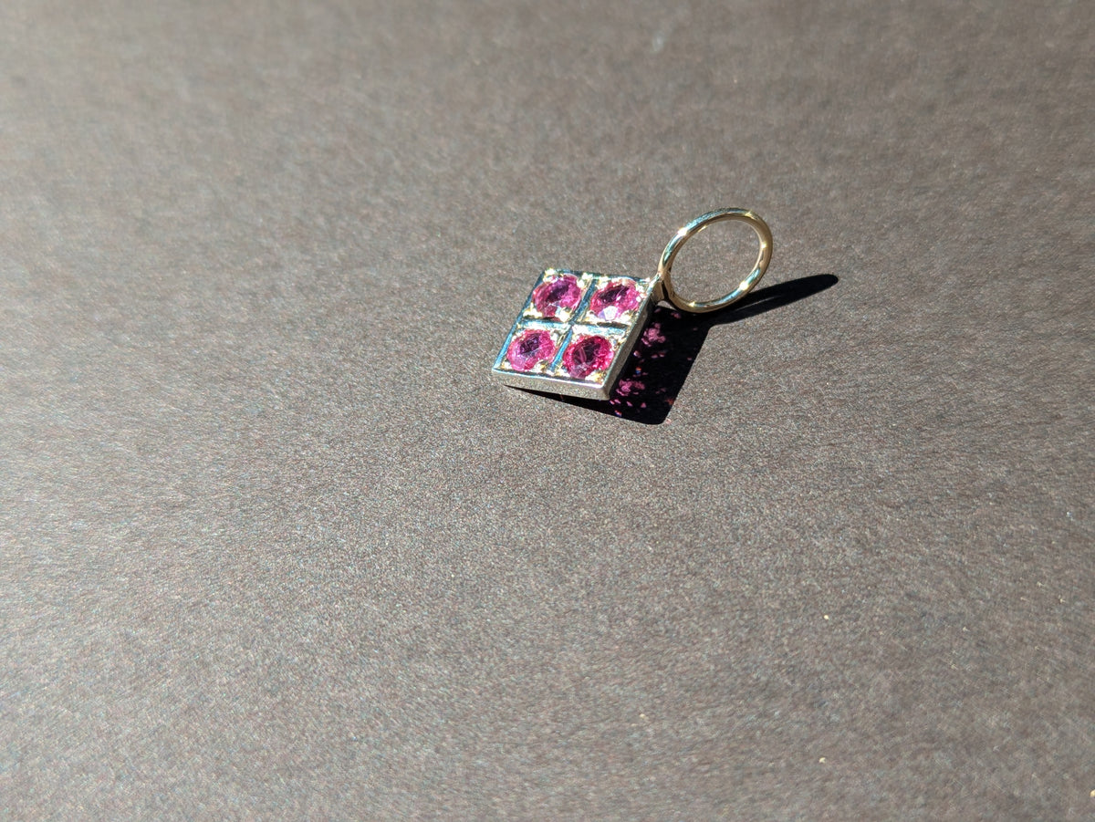 RUBY CHARM IN 14K WHITE GOLD