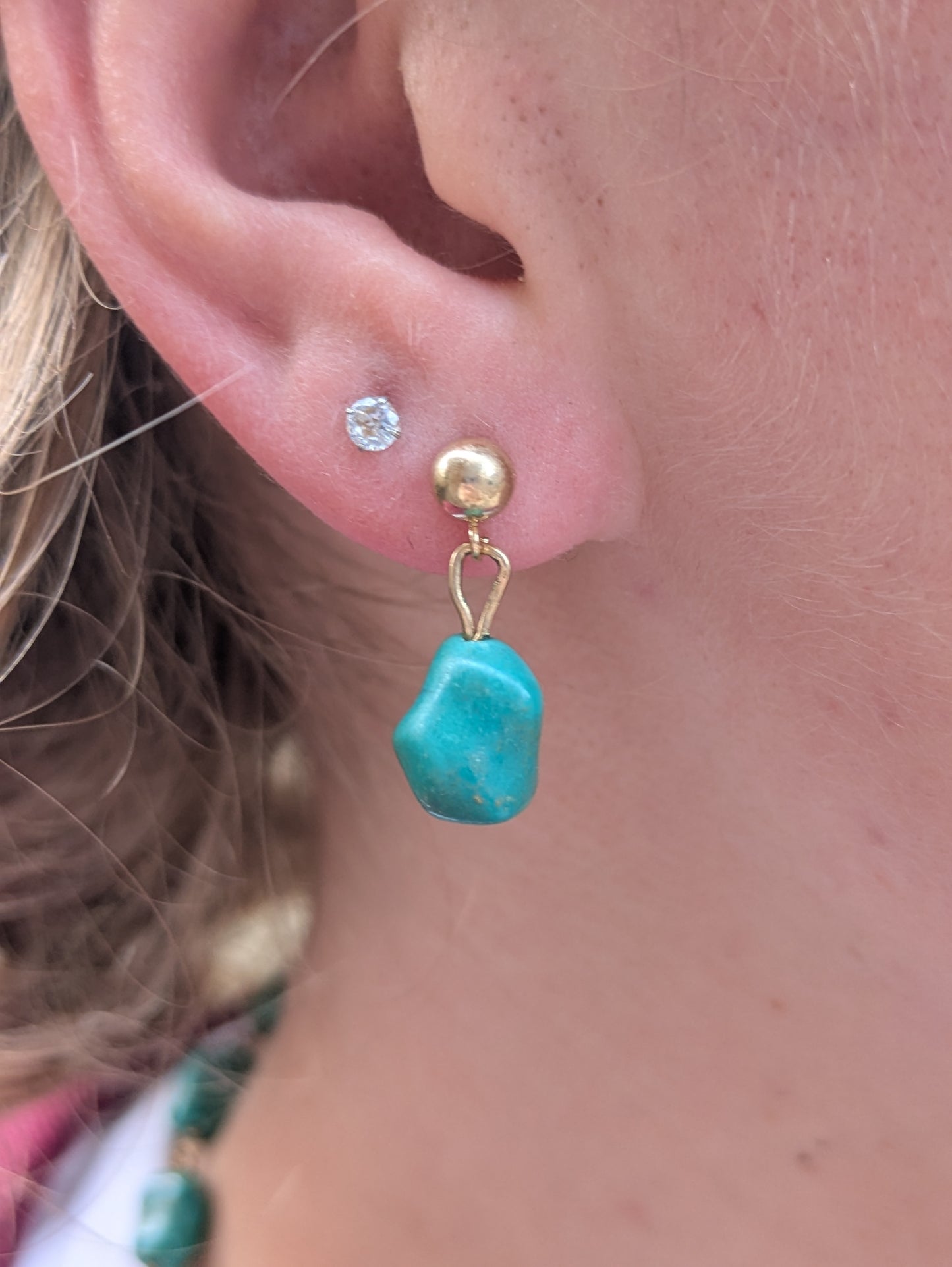 14k Turqouise Drop Earrings