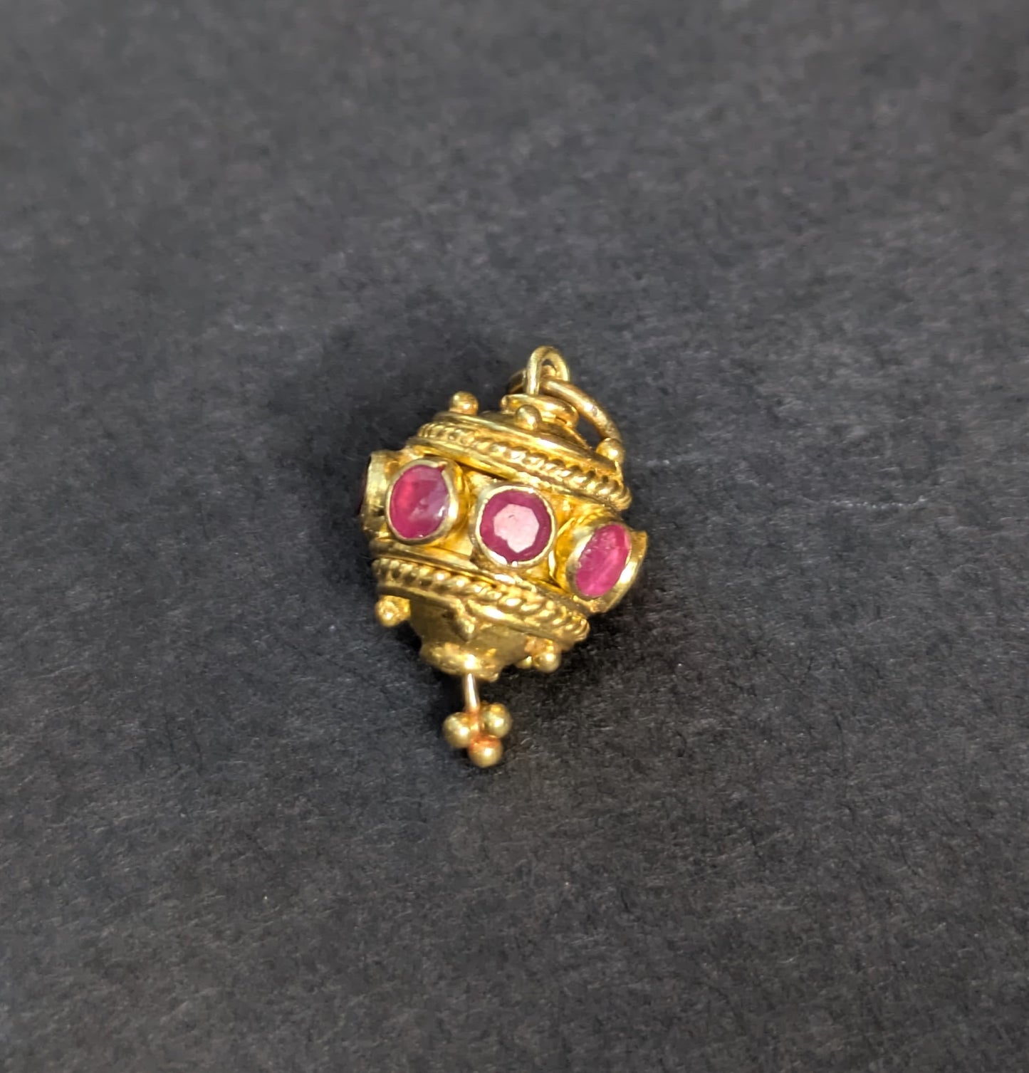 Ruby & 21kt Bead Pendant