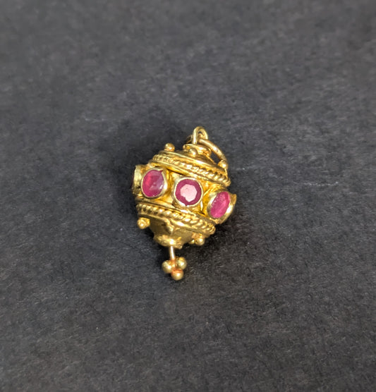 Ruby & 21kt Bead Pendant