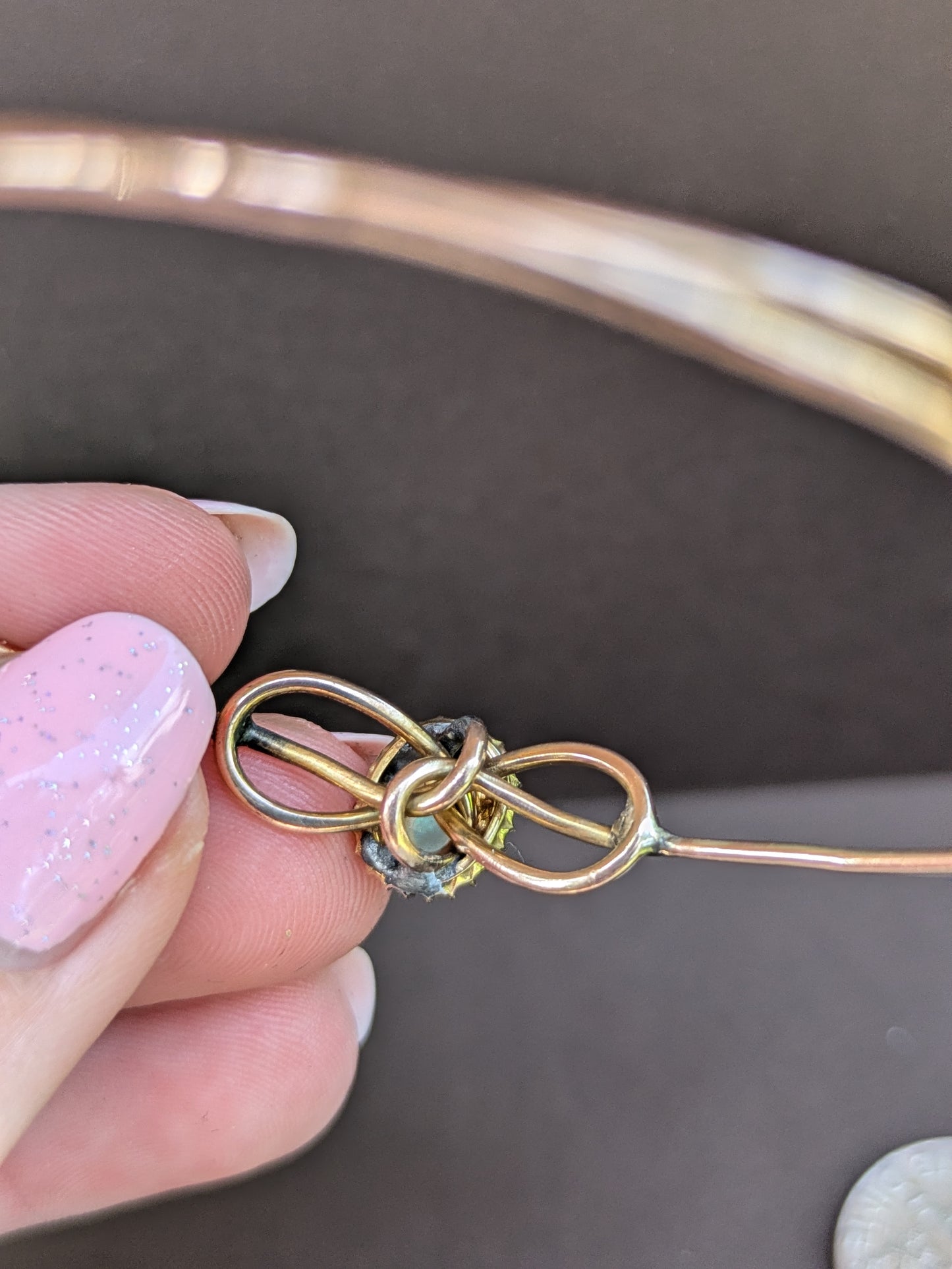 Sweet Expanding Opal & Seed Pearl Bow Bracelet