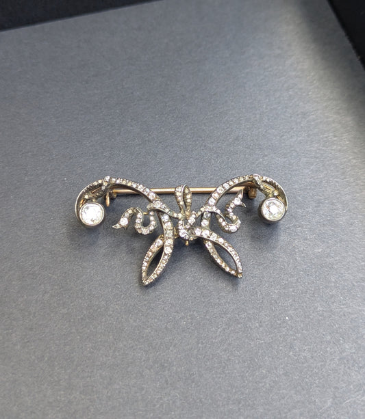French Belle Epoch Sterling and 18kt with Mine Cut & Singlecut Diamonds