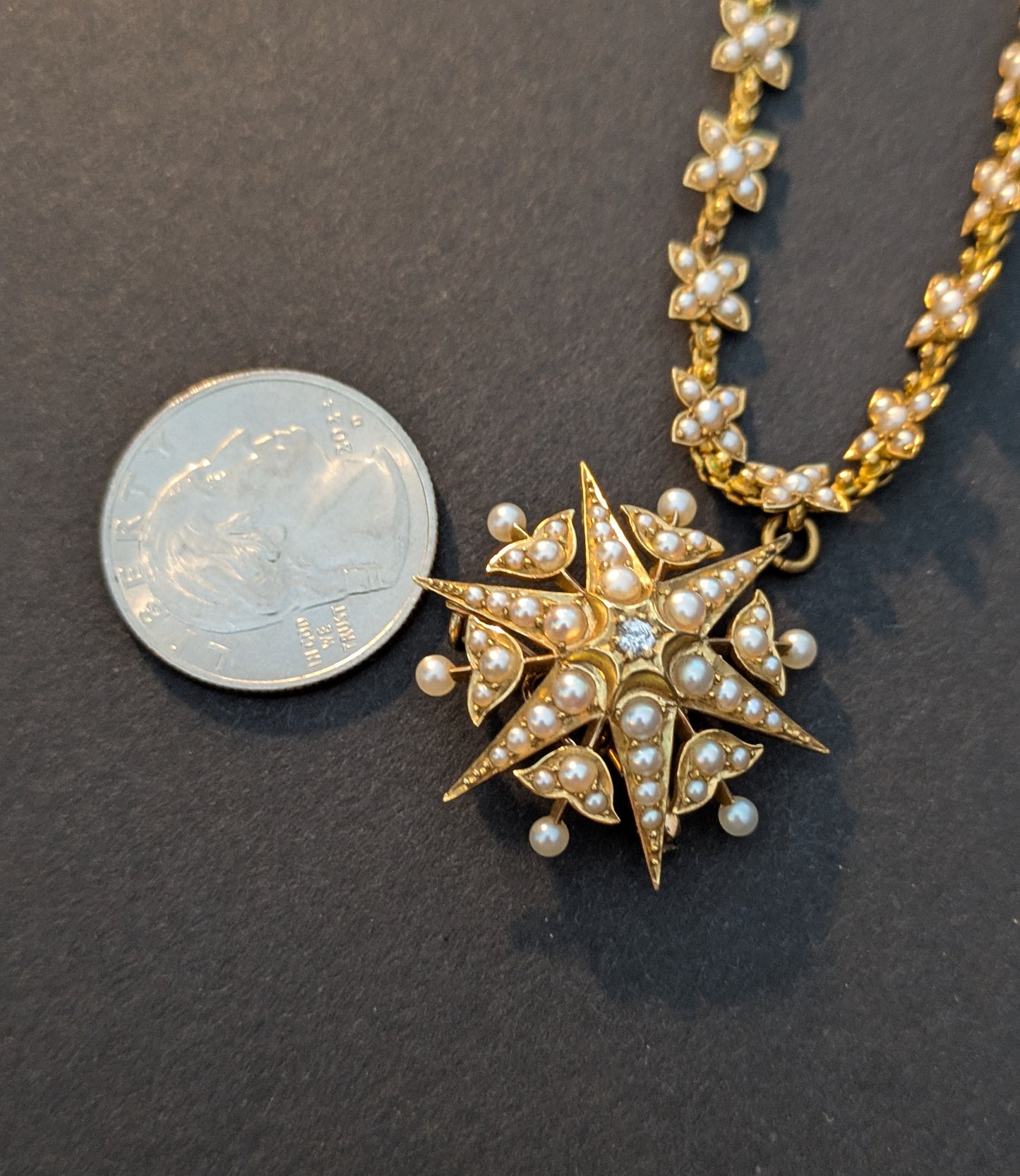 18kt Pearl and Diamond Two Piece Ensemble in Fitted Case