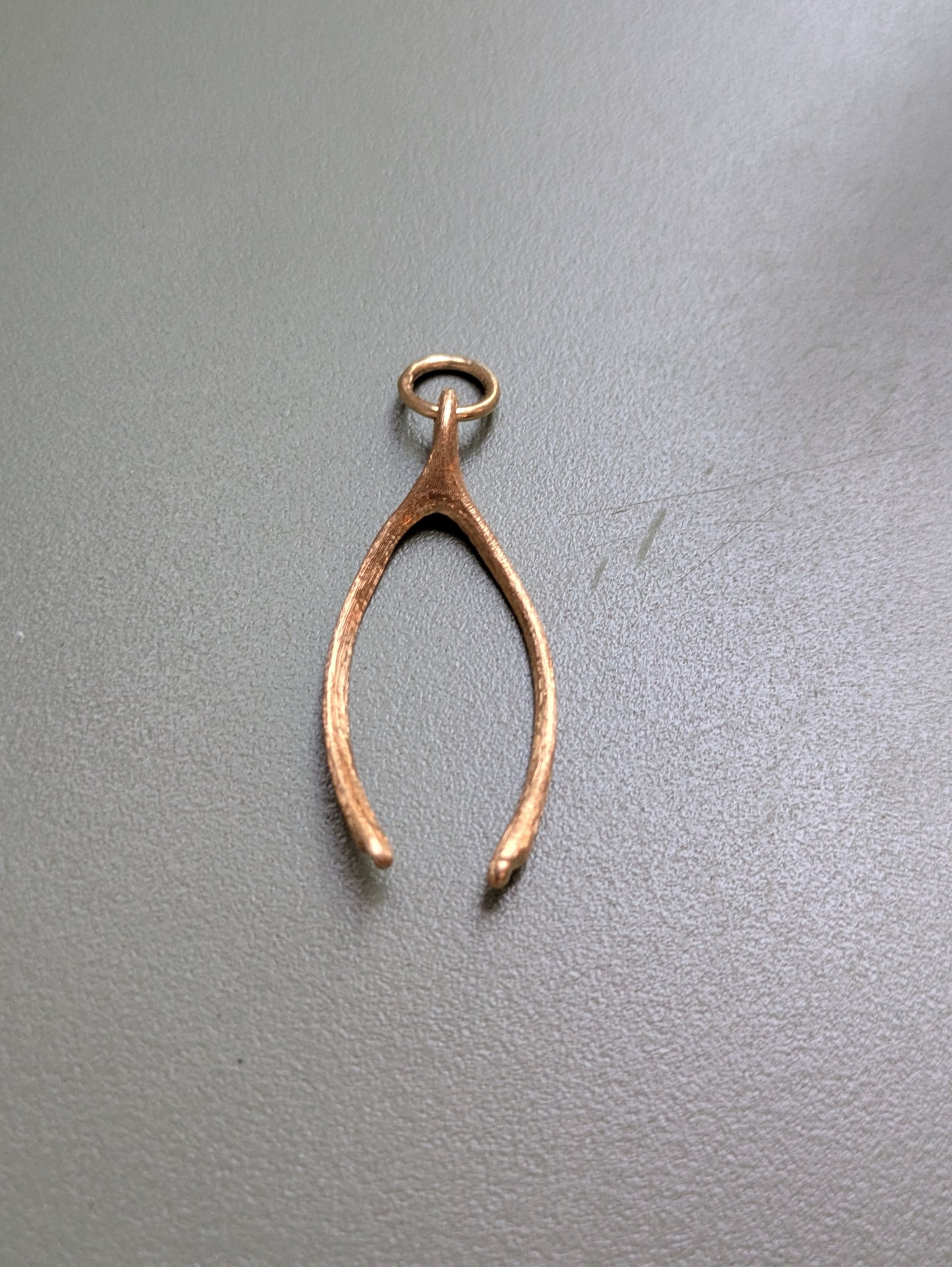 14k Large Florentine Finish Wishbone Charm