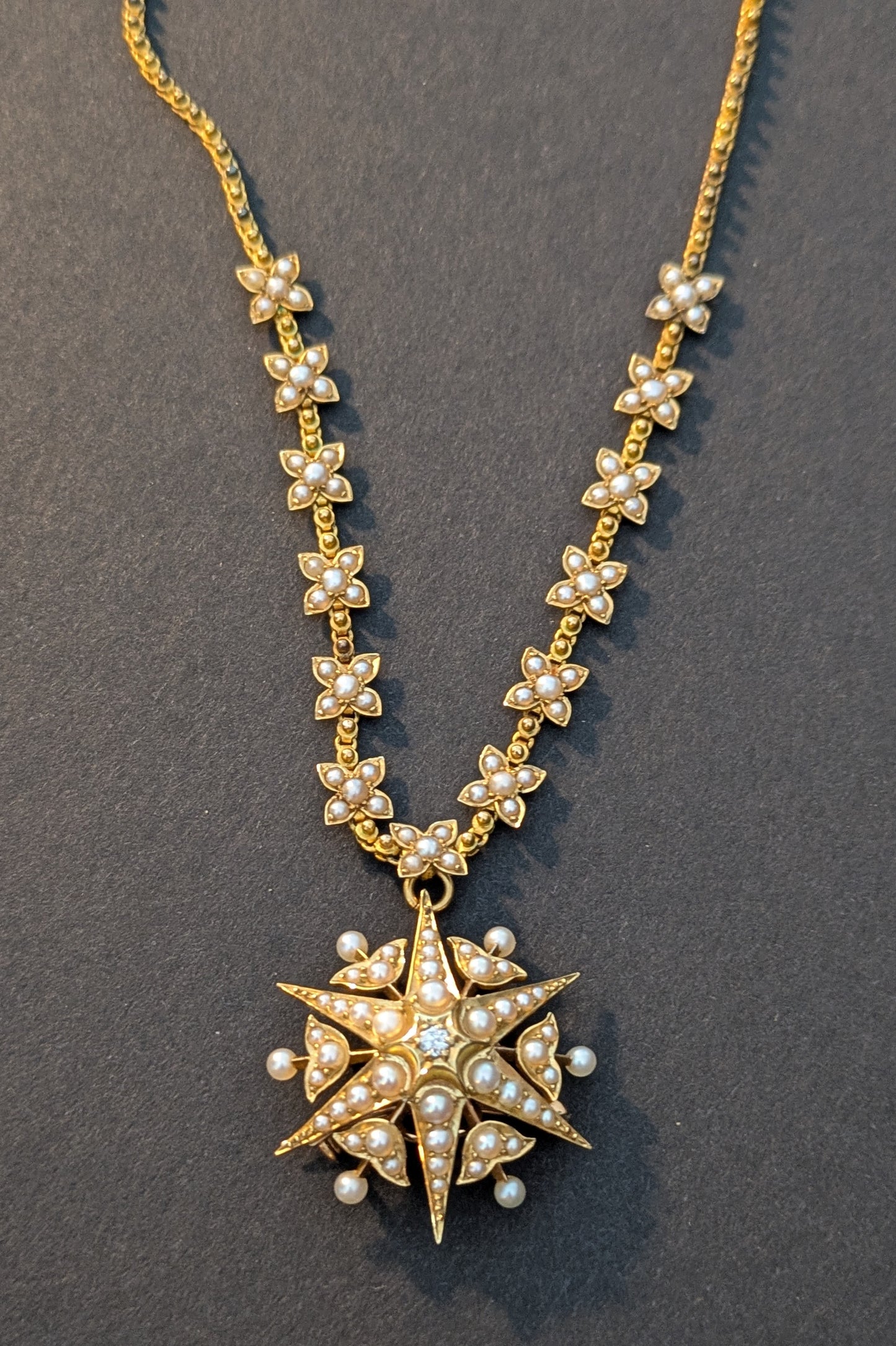 18kt Pearl and Diamond Two Piece Ensemble in Fitted Case