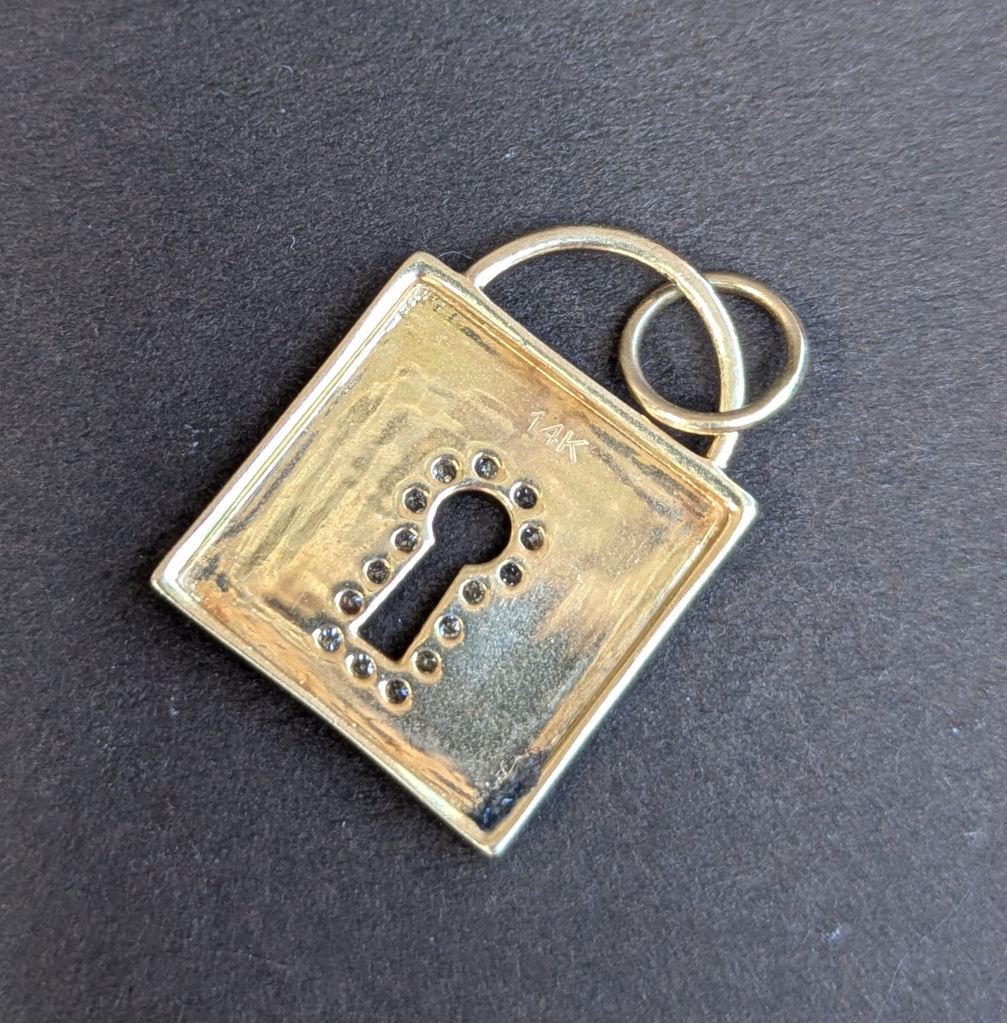 Diamond and 14k Gold Lock Pendant
