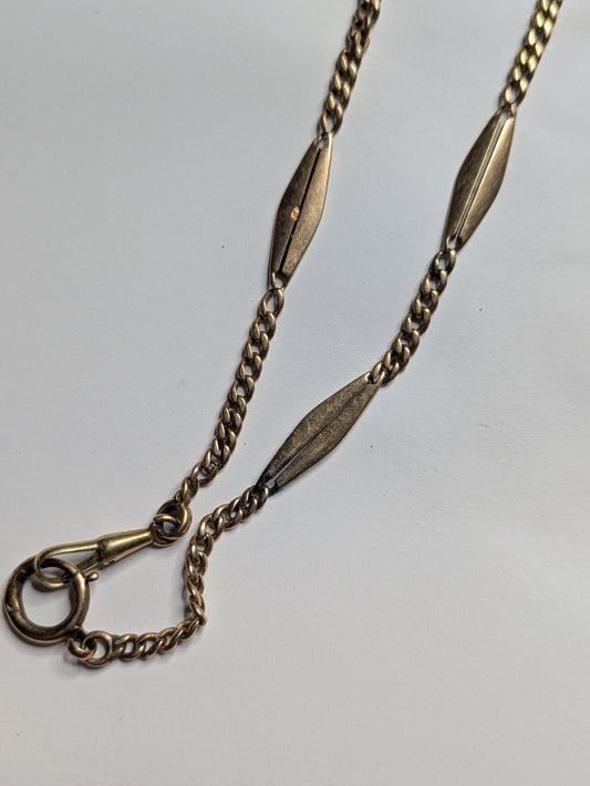 14k Watch Chain with Double Triangle Sections