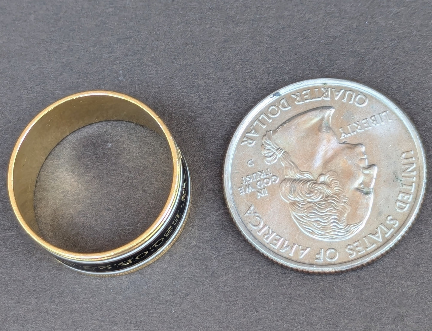 18k Mr. James Robson Georgian Mourning Band with White and Black Enamel 1806
