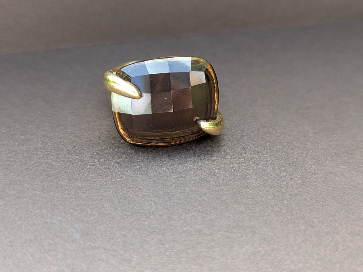 18kt Estate Designer Smokey Quartz Ring