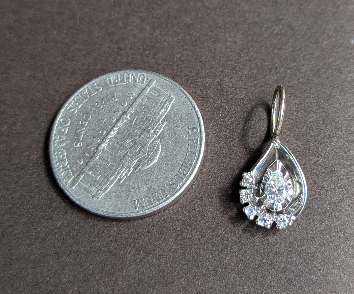 4 Round Pear-Shaped White Gold 14kt Pendant Conversion