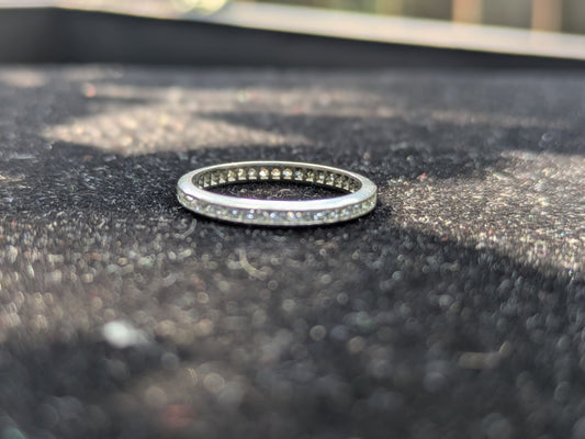 Platinum Channel Set Mine Cut Diamond Eternity Band