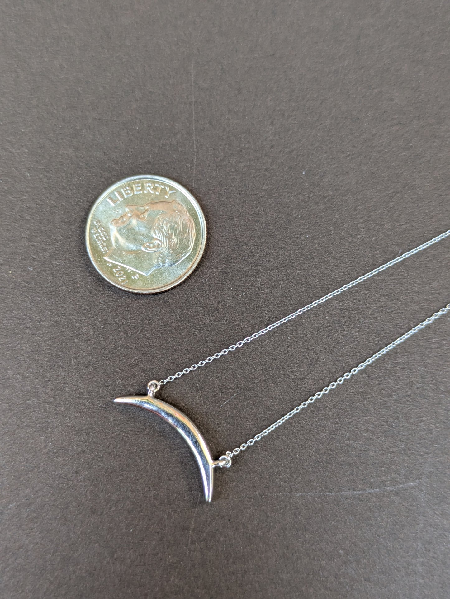 14kt White Gold Diamond Crescent Necklace