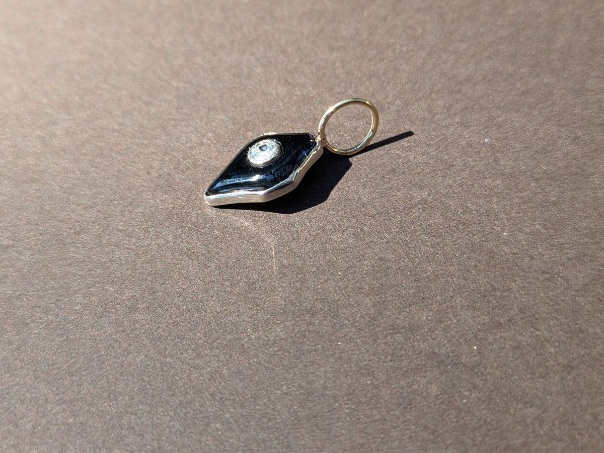 DIAMOND & ONYX 14K CHARM
