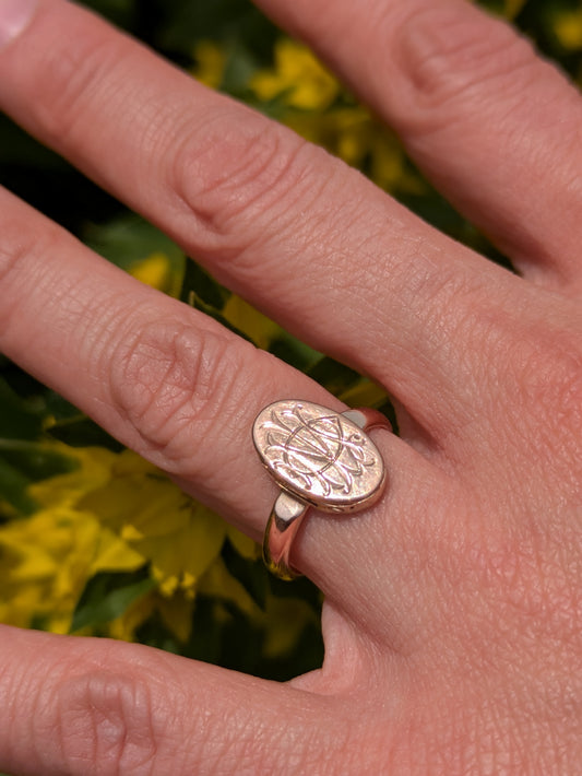9k English Signet Ring with Hidden Compartment