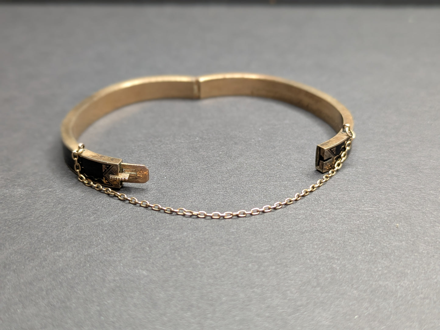 10k Victorian Enamel Mourning Bagle Bracelet