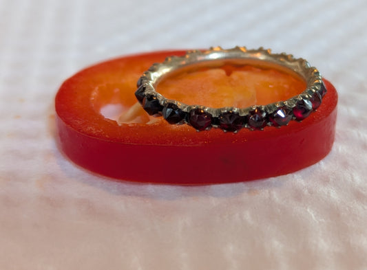 Georgian Garnet Eternity Band