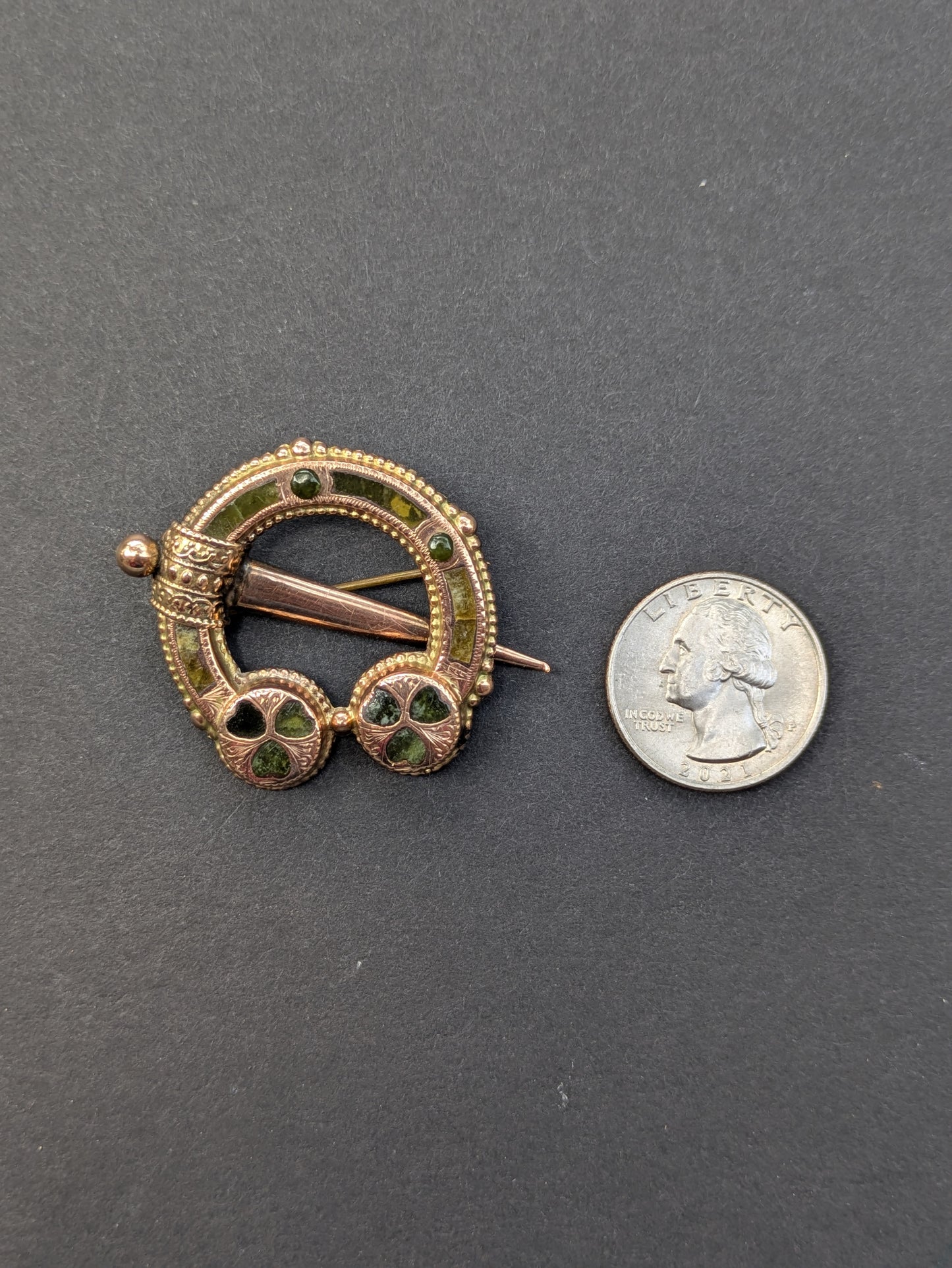 Irish Connemara Marble 9k Brooch