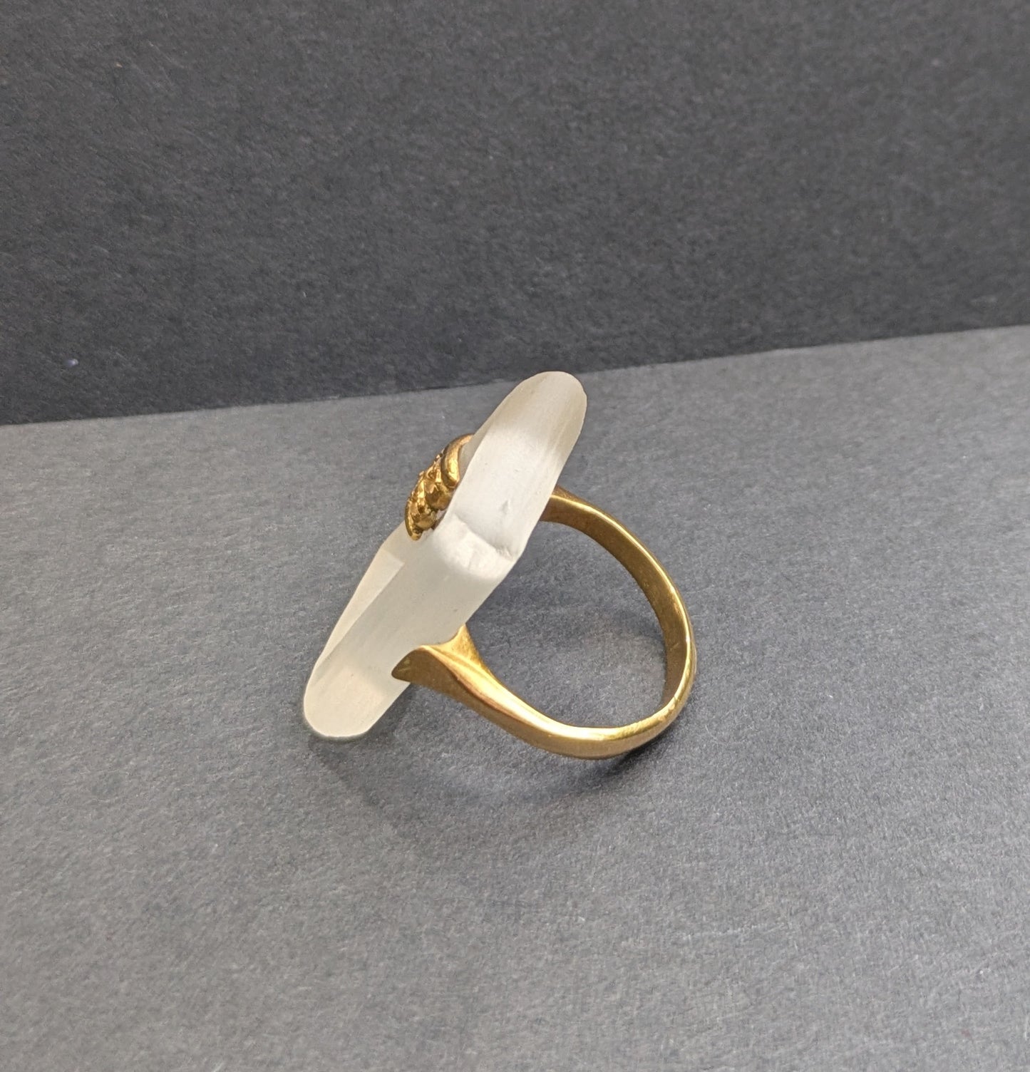 18kt Smoked Rock Crystal & Diamond Ring