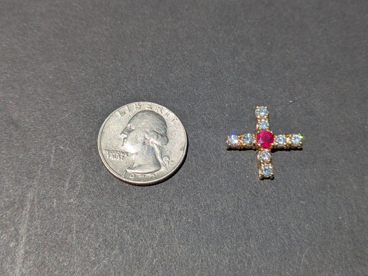 Diamond and Ruby 14kt Cross or Plus Symbol