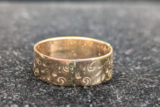 14k Rose Gold Cigar Band with Swirls