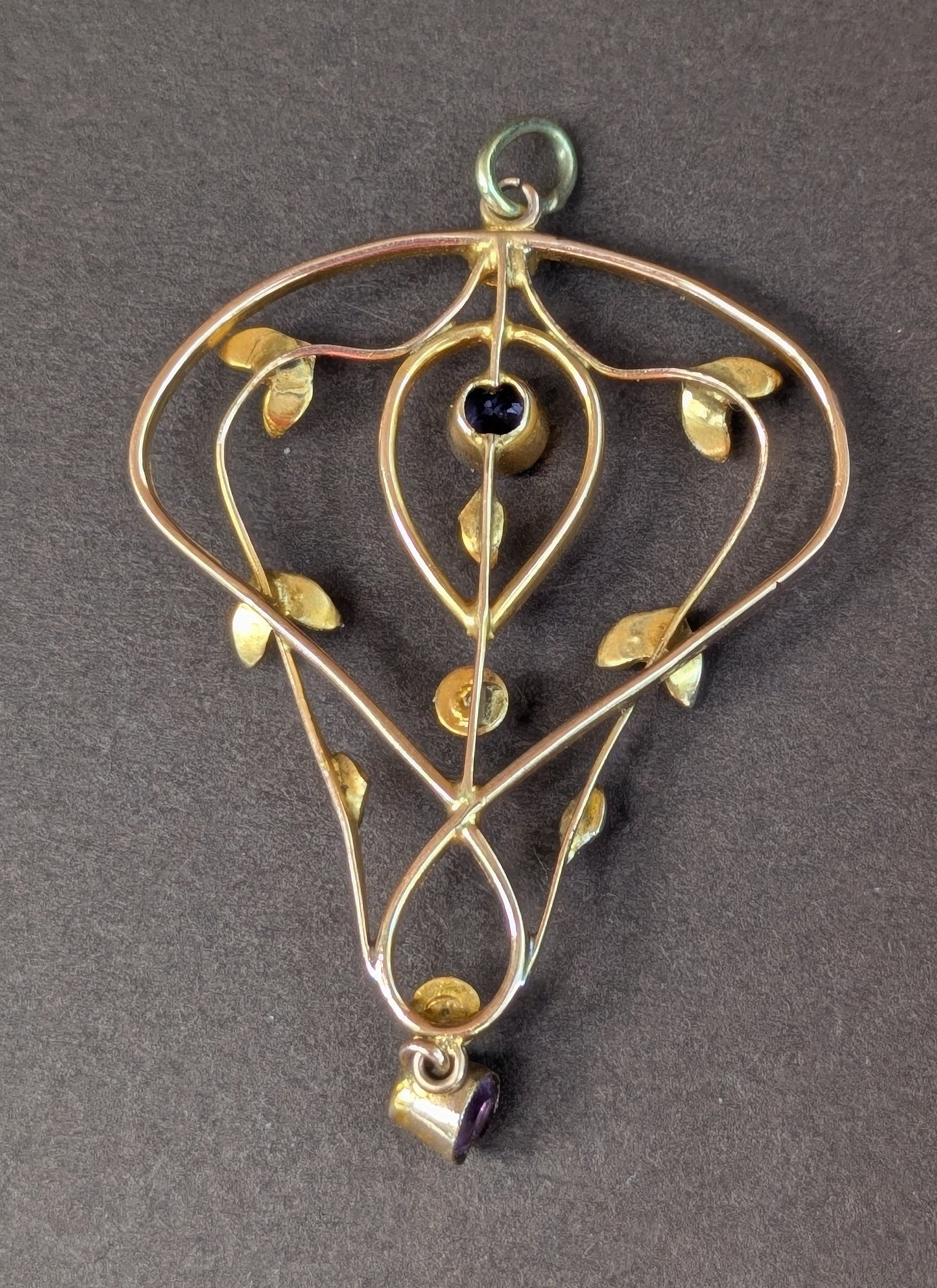 Large 9k Edwardian Pearl and Amethyst Pendant