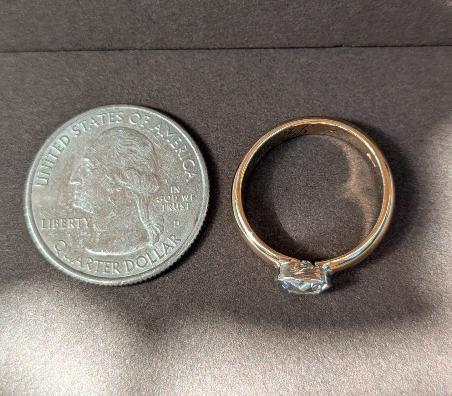 Mine Cut Cushion Diamond Approx 1.10 from Brooch; Original Bezel Set in Antique Gold Band