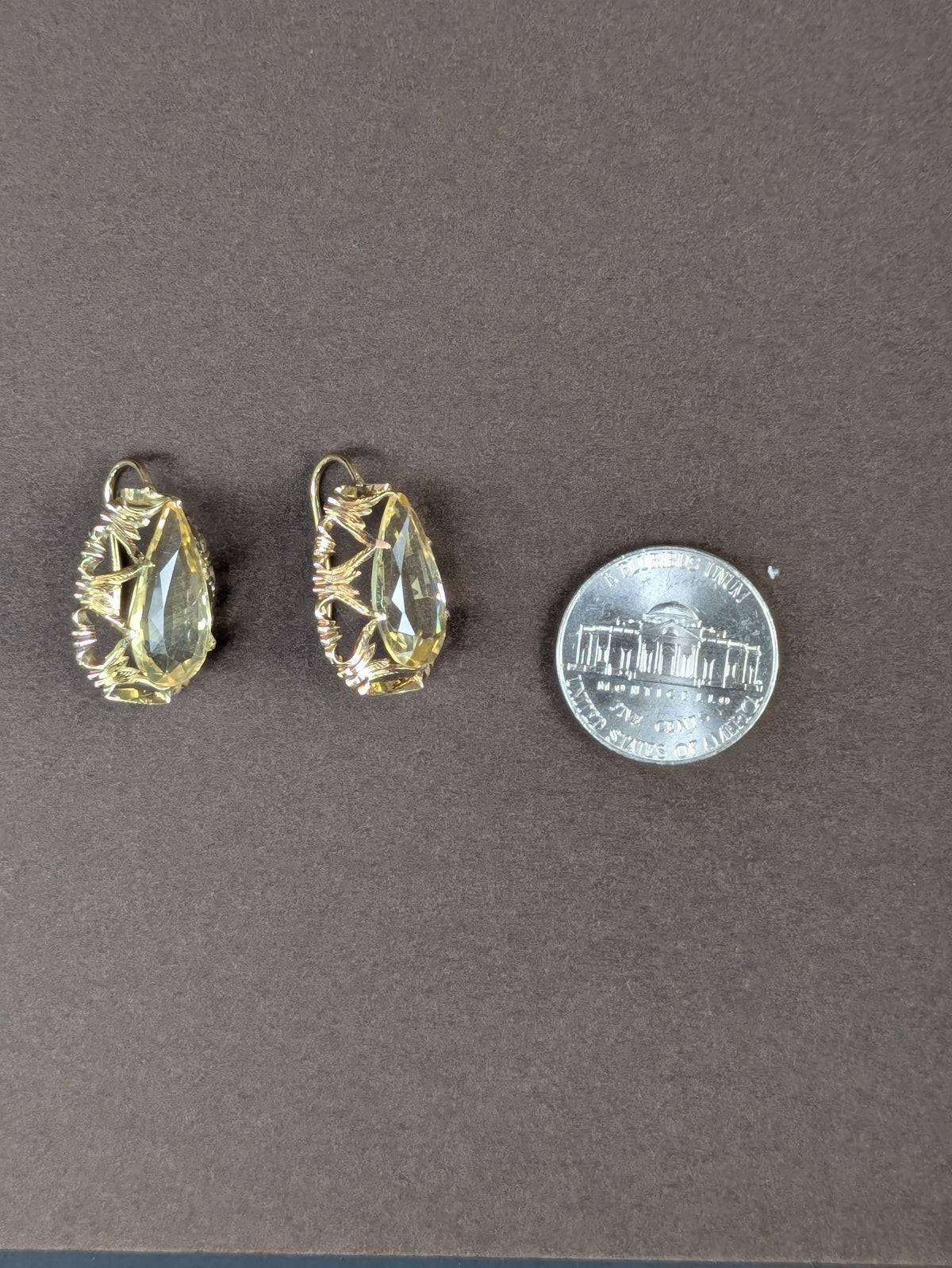 14kt Citrine Earrings on Bishop Hooks