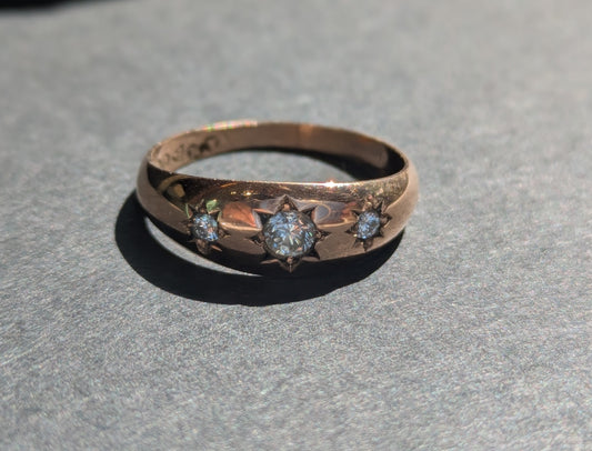 3 Diamond Star Bezel Set Ring
