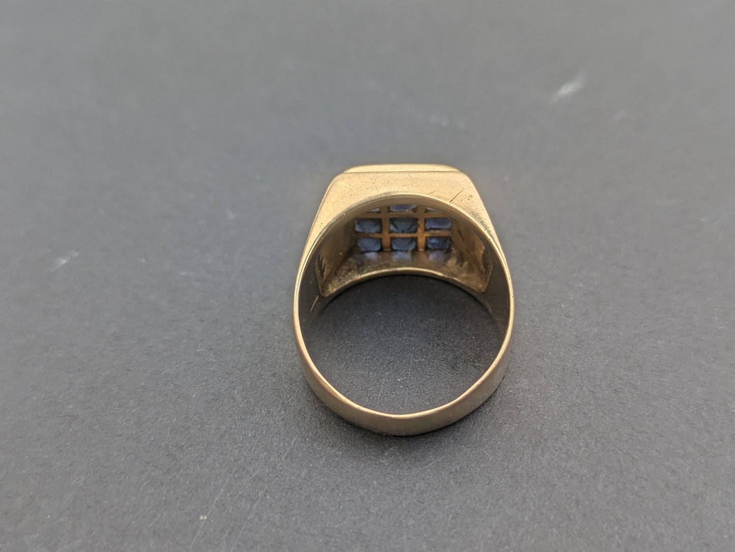 18k Vintage Sapphire "Checker Board" Ring