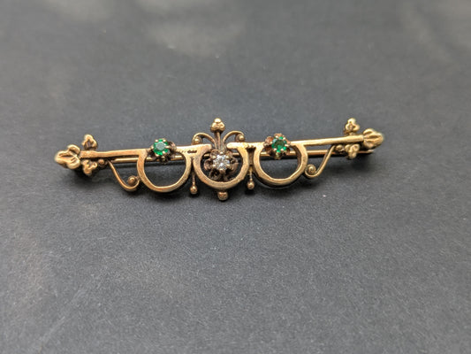 18kt Emerald and Diamond Swag Brooch