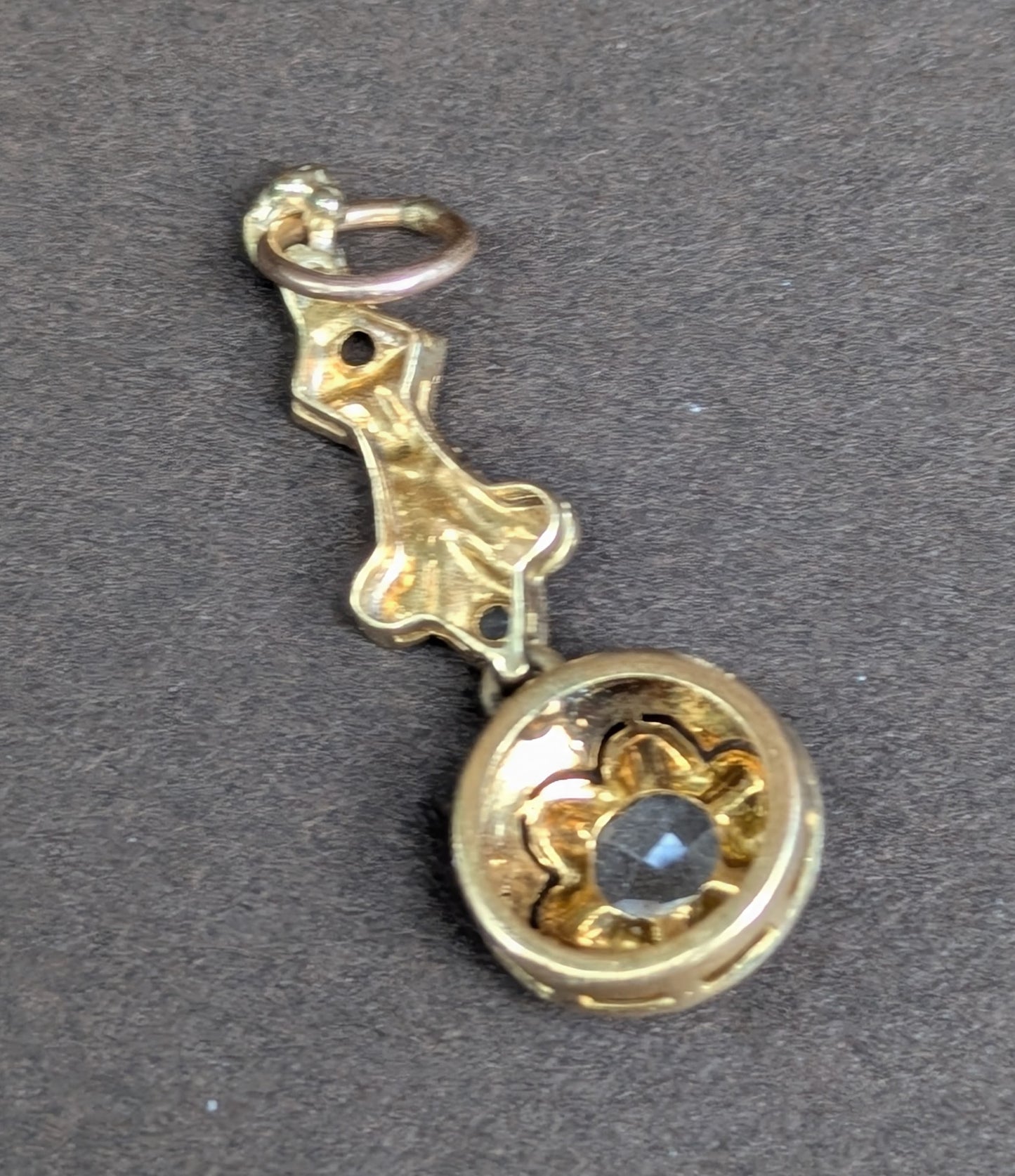 14k Dutch Rose Cut Diamond Drop Pendant