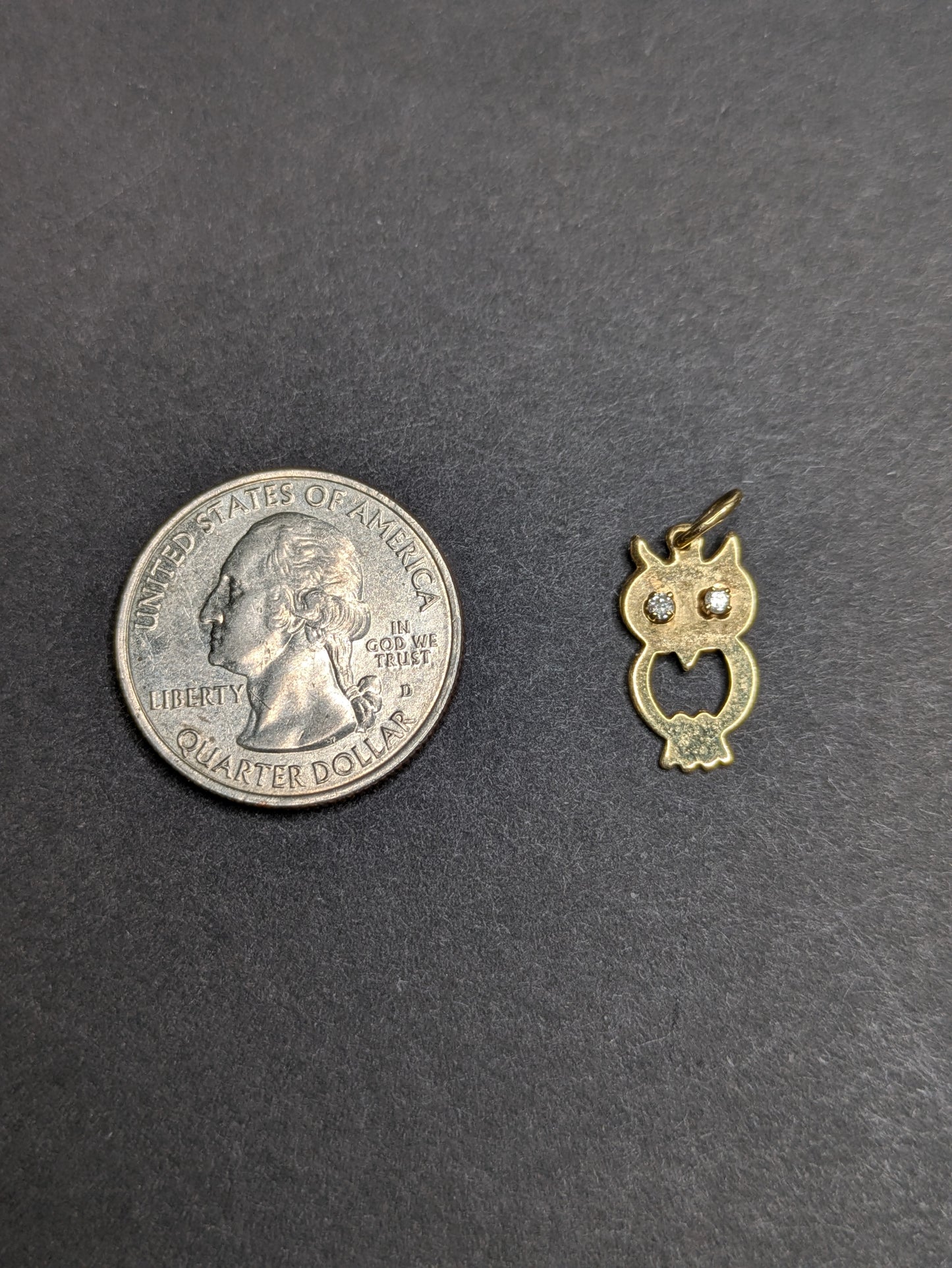 14kt Owl Charm with Diamond Eyes