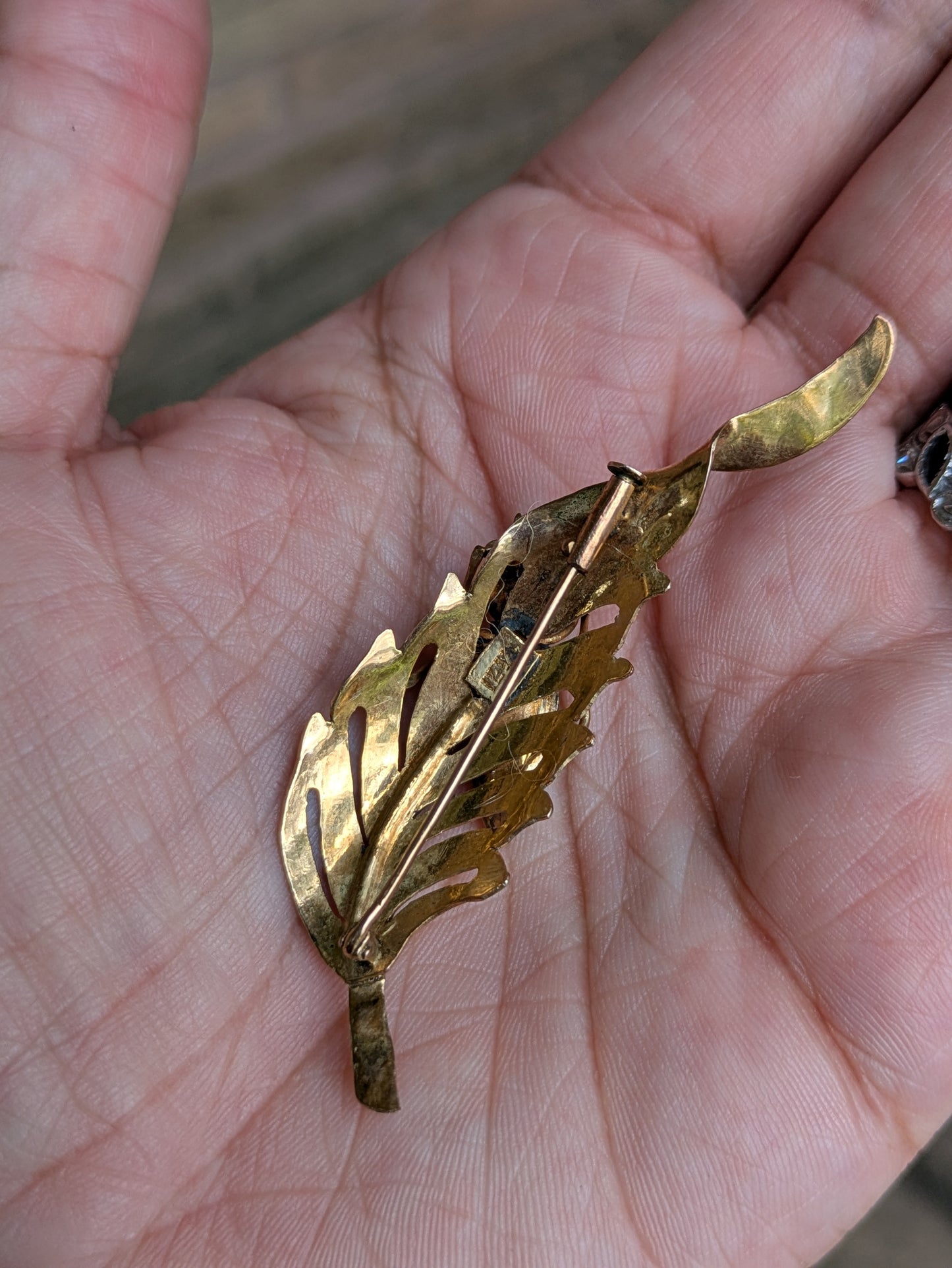 14kt Jade and Pearl Grasshoper on Leaf Brooch