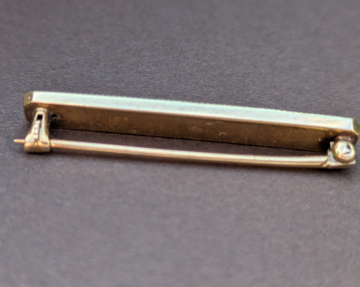 14kt Blue Enamel And Seed Pearl Bar Pin