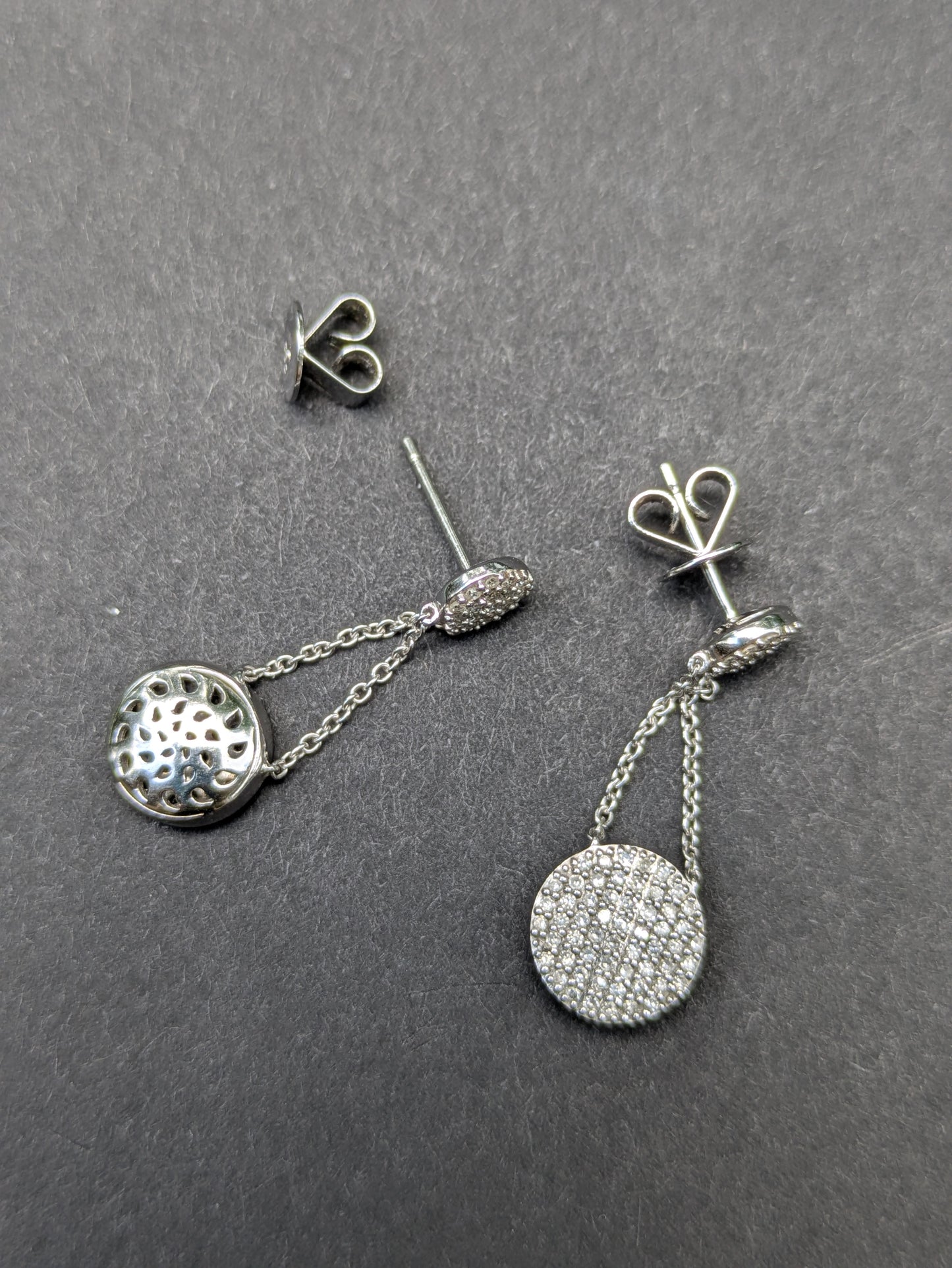 Estate Pave Set Diamond Earrings 14kt White Gold