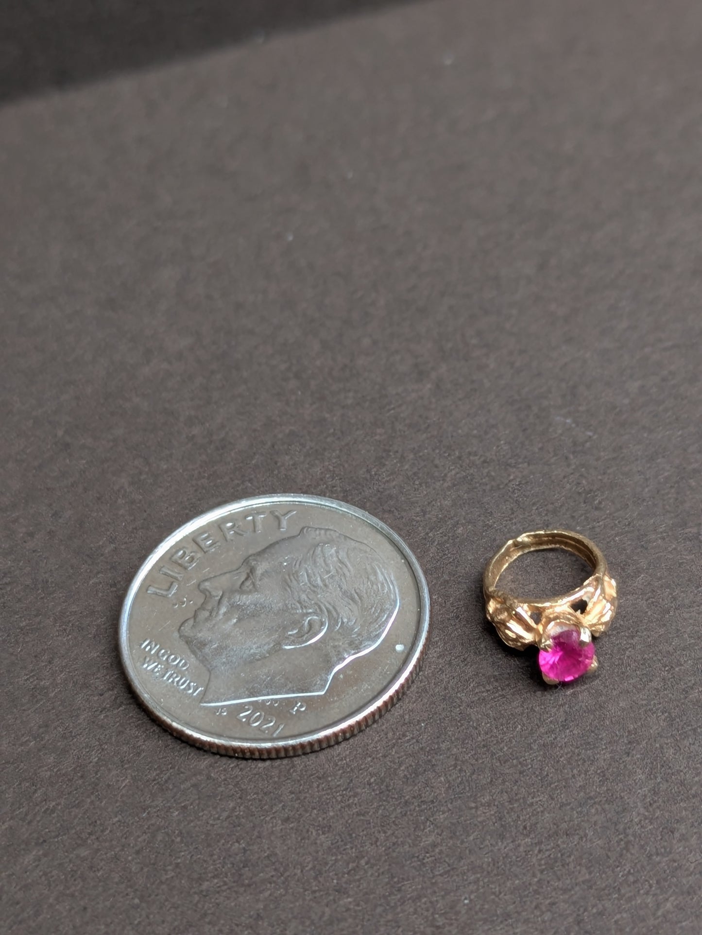 14k Tiny Ruby Ring Charm