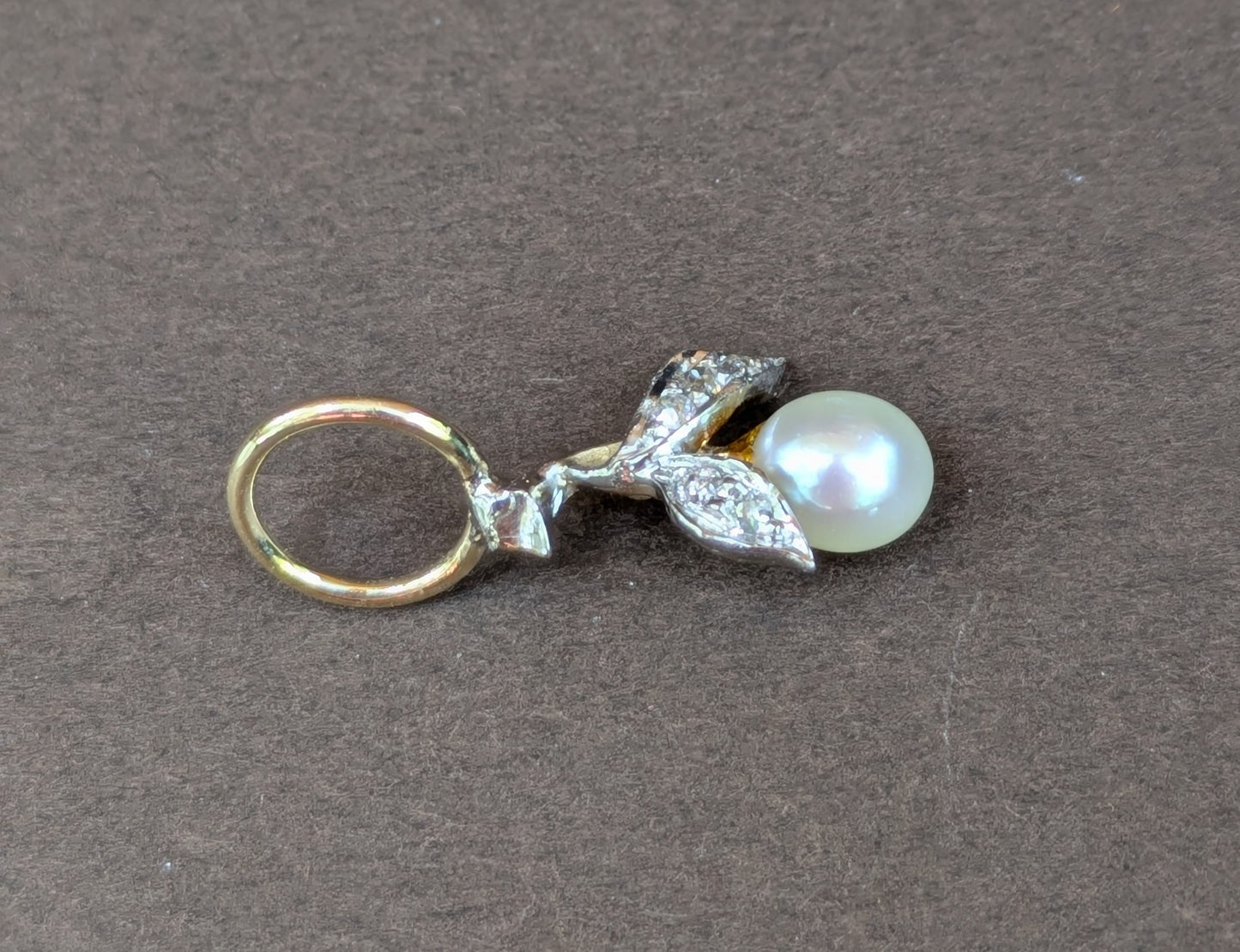 14kt White Gold Pear Fruit with Diamonds Charm