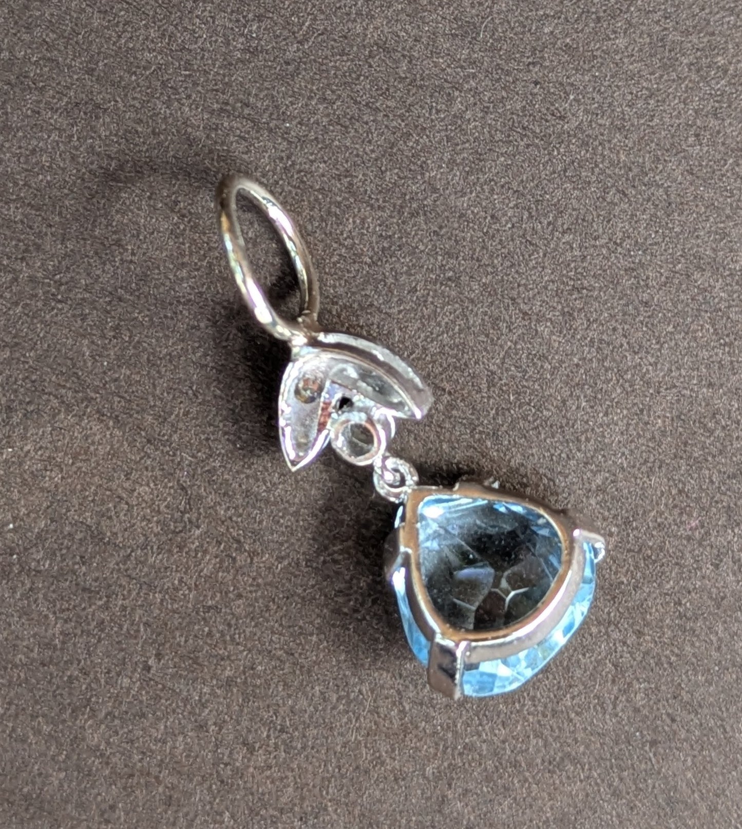 14kt White Gold Diamond & Aquamarine Pendant