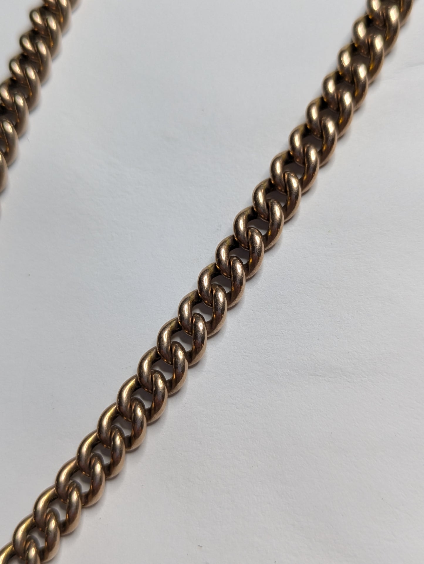 9k English Wide Graduated Curb Watch Chain with Dog Clip and T Bar